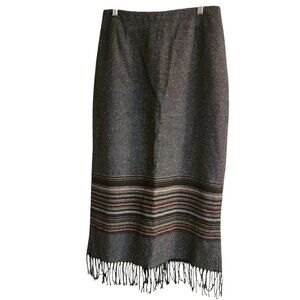 Vtg Michelle Gray Woven Wool Blend Lined Skirt Size 10 Boho Bohemian 90s Long